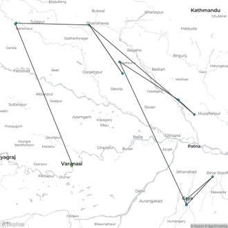 tourhub | Agora Voyages | Four Sacred Sites Associated with Lord Buddha's Life Expedition | Tour Map