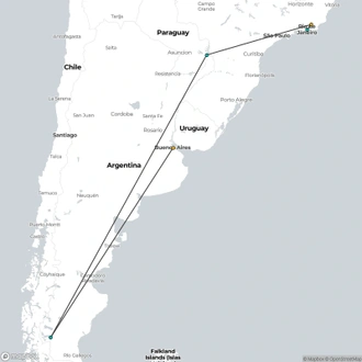 tourhub | Tangol Tours | 14-Day Journey through Argentina and Brazil | Tour Map