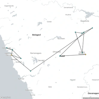 tourhub | Agora Voyages | Hubli to Badami, Kali Tiger Reserve & Goa Beach Tour | Tour Map