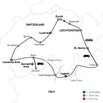 tourhub | Cosmos | Grand Tour of Switzerland | Tour Map
