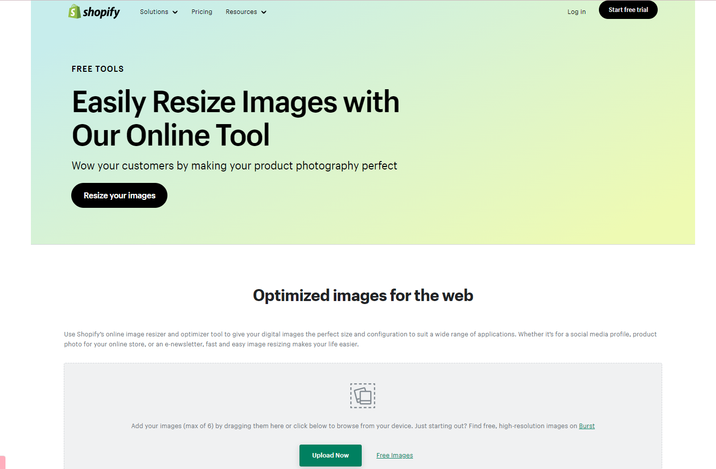 shopify image sizes