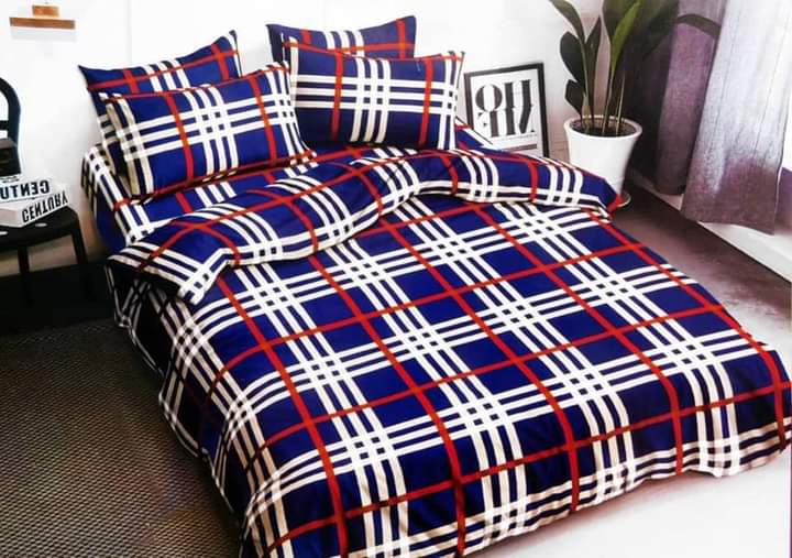 BLUE BACKGROUND BURBERRY BEDDINGS - Euny beddings | Flutterwave Store