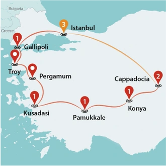 tourhub | Travel Talk Tours | Essential Turkey (5 Star Hotels) | Tour Map