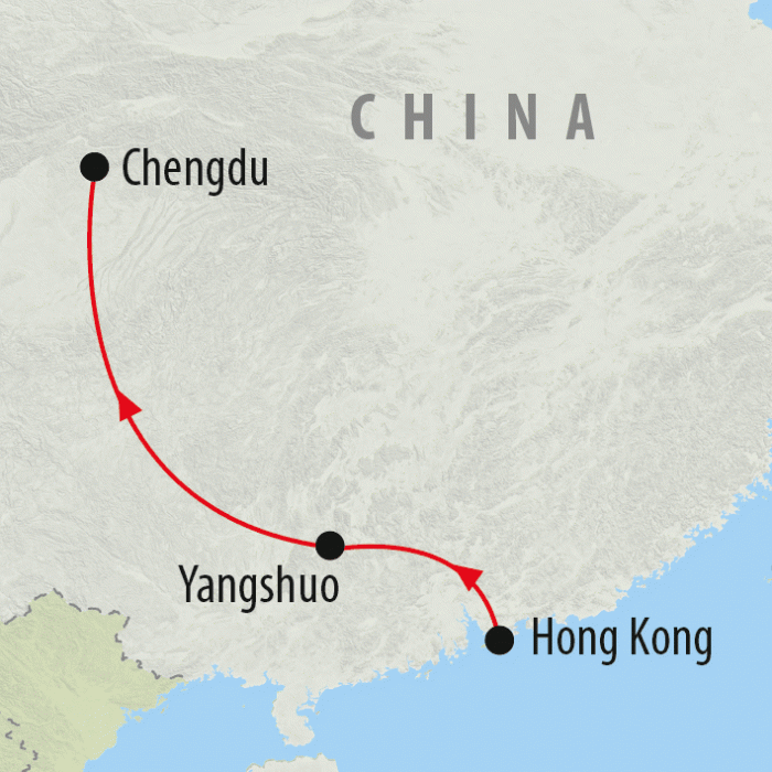 tourhub | On The Go Tours | Hong Kong to Chengdu -  9 days | Tour Map