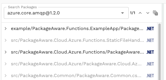 Search for packages in SOOS dependency tree