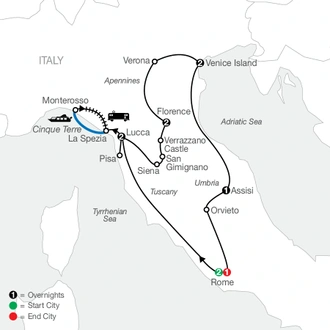 tourhub | Globus | Italian Treasures | Tour Map