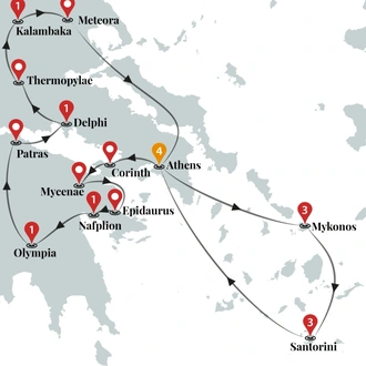 tourhub | Ciconia Exclusive Journeys | Best of Greece Luxury Tour | Tour Map