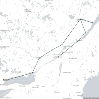 tourhub | Today Voyages | Quebec & Ontario XL 14 nights SUP | Tour Map