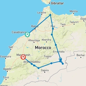 tourhub | Best Tours Morocco | Exotic Morocco (Private Guided tour/ 4 Star Hotels) | Tour Map