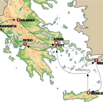 tourhub | Europamundo | Peloponnese and Meteoras with Greek Islands | Tour Map