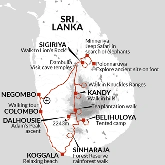 tourhub | Explore! | Walking in Sri Lanka | Tour Map