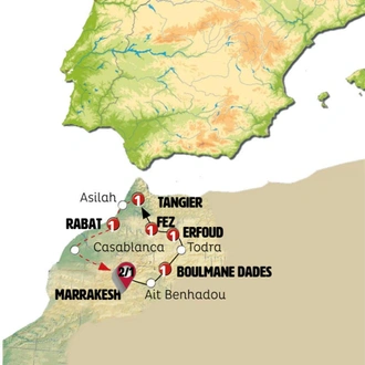 tourhub | Europamundo | From Marrakesh to Tangier | Tour Map