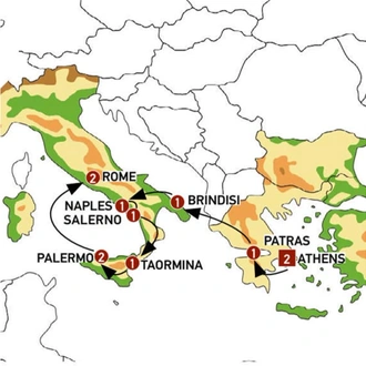 tourhub | Europamundo | Athens, Peninsula and Sicily End Rome | Tour Map