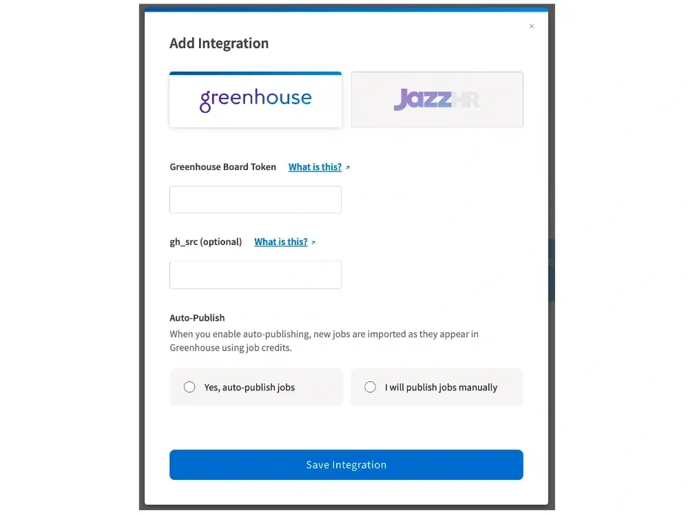 Screenshot of the Idealist website showing how to add Greenhouse integration