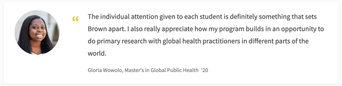 Quote from a public health graduate student.