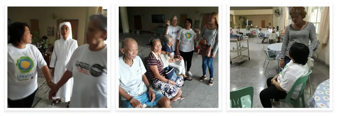 Idealists of the Philippines visiting elders at the San Lorenzo Ruiz Home for the Elderly.