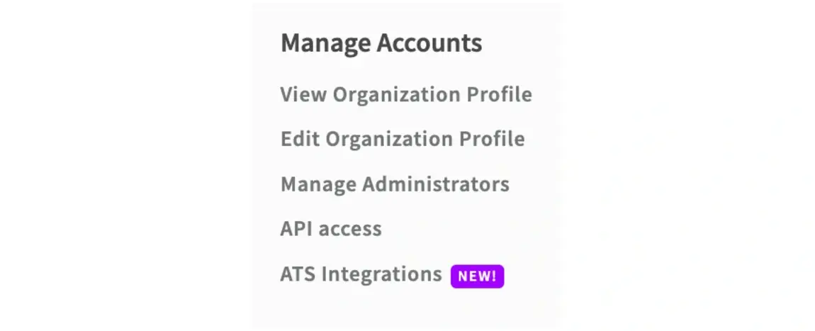 Screenshot of the Idealist website showing how to access ATS integration from the organization's Dashboard