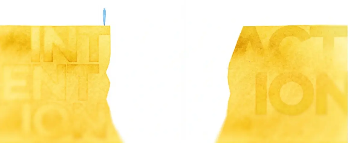 An illustration of two yellow cliffs facing each other.
