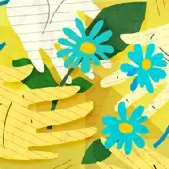 desenho de mãos e flores