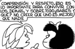 Un diálogo del comic Mafalda