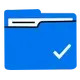illustration of a blue file with a checkmark in the bottom right corner