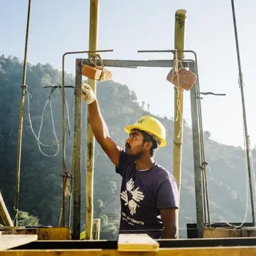 Volunteer on a build site