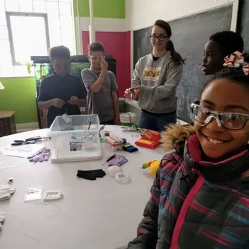 Youth making wearable electronics