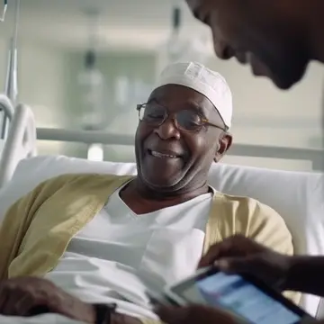 An elderly being looked after in hospital