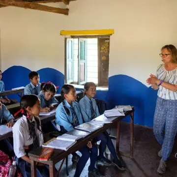 Teaching in a newly painted classroom