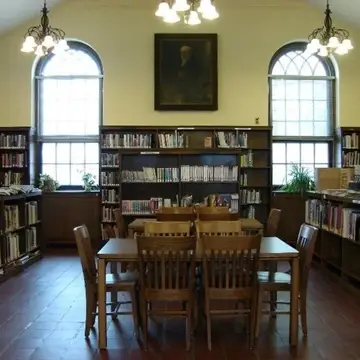 The interior of a historic library