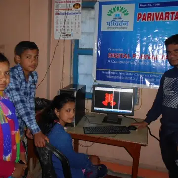 Computer awareness session in rural areas of Himalayas