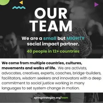 Spring is a small but mighty interdisciplinary team of 40 people in 12+ countries.