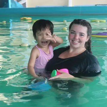 Taking children to swimming pool
