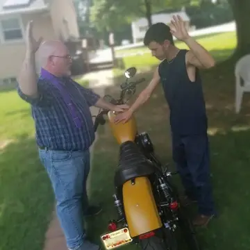 Pastor Steve Offers Blessing of a Motorcycle 7/26/2019 Tony Weber's 2019 Harley Davidson Sportster he affectionately calls ' Nugget'