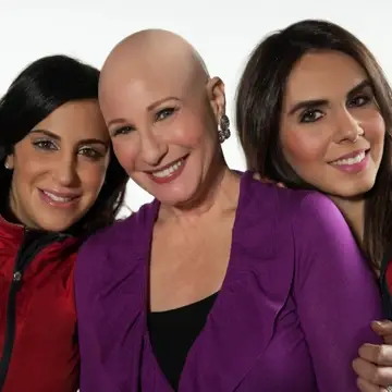 Two women with Bald Girls Do Lunch founder, Thea Chassin