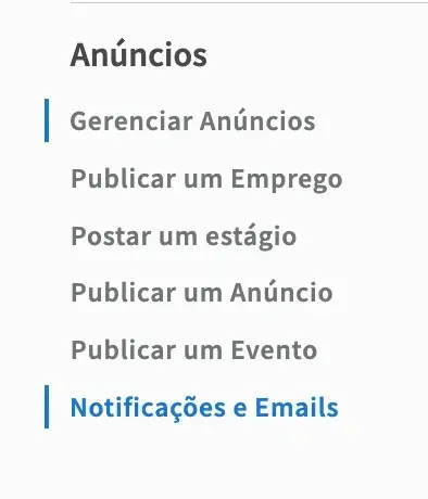 Captura de tela do site do Idealista mostrando a seção Notificações e E-mails no painel da organização