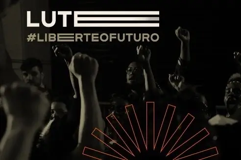 Poster of #Liberte o Futuro. A group for people with fists in the air.