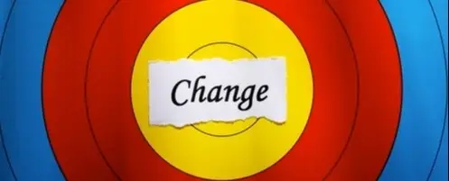 A target with the word change in the middle.