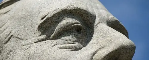 A face of a statue.