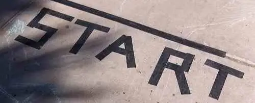 'Start' written on the ground.