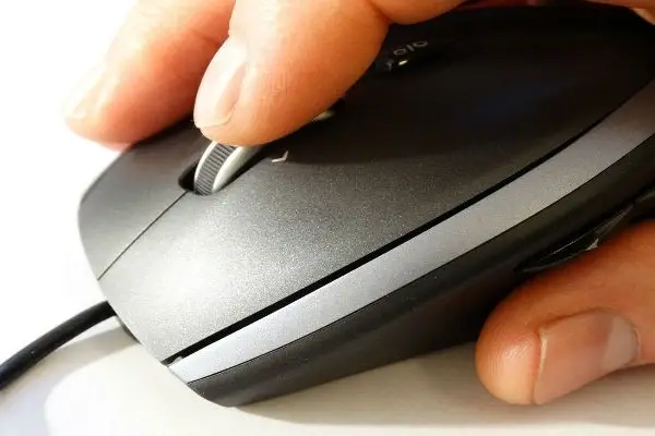 Una mano haciendo clic en el mouse