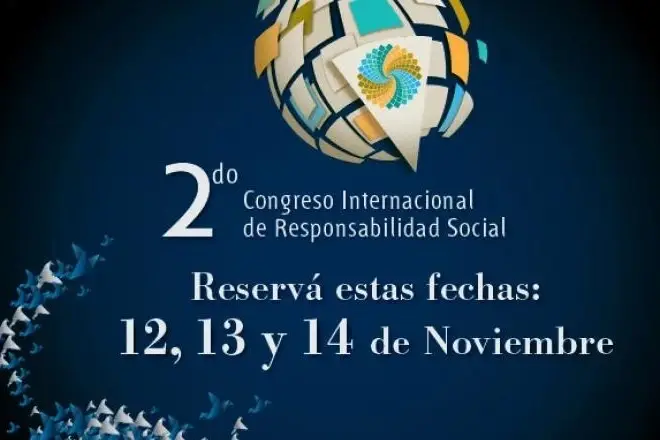 Afiche del congreso: un mapa de Sudamérica formado con palomas de papel