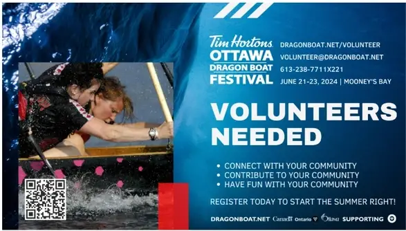 Volunteer Needed for the 2024 Tim Hortons Ottawa Dragon Boat Festival