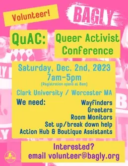 Volunteer Opportunity - BAGLY's Queer Activist Conference!