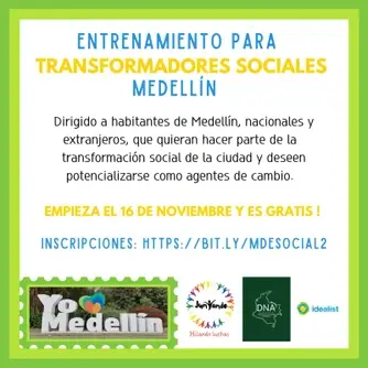 Entrenamiento de Transformadores sociales | Medellín | 16 de Nov. - 14 de Dic. 2023