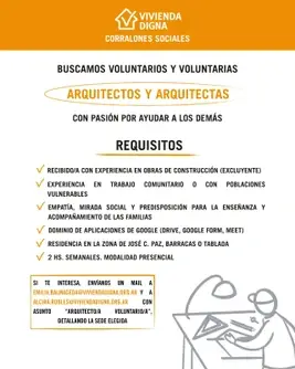 Arquitecto/a Voluntario/a para Barracas, José C Paz y La Tablada
