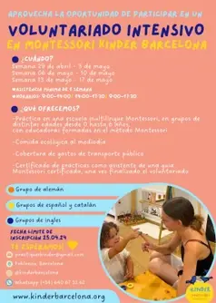 Voluntariado Intensivo en Montessori Kinder Barcelona.