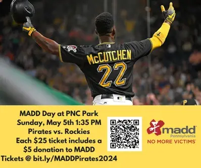 MADD Day at PNC Park, Pirates vs. Rockies Give Back Game
