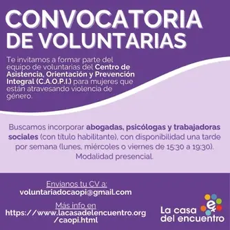 Abogadas, psicólogas y trabajadoras sociales para el Centro de Asistencia, Orientación y Prevención de violencia de género