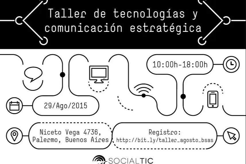 Afiche del taller de tecnologías y comunicación estratégica